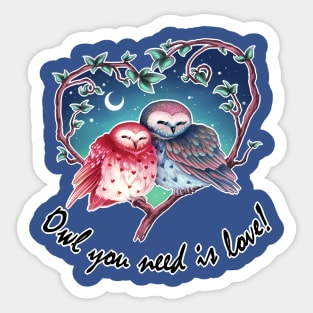 Owl you need is love - owl pun - valentines day Sticker